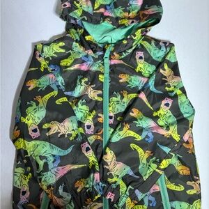 Colorful Dinosaur Print Hooded Jacket